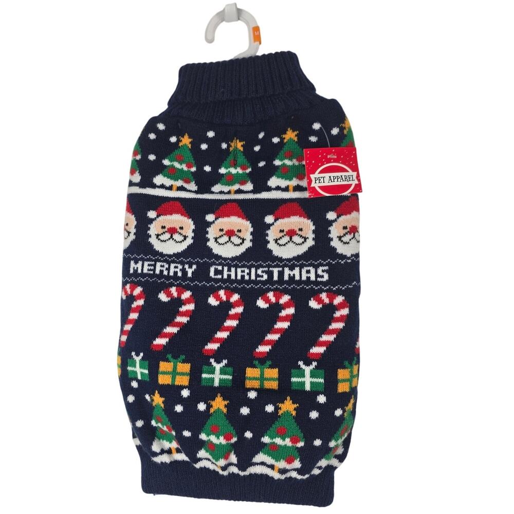 Pet Apparel Mery Christmas Happy Holiday Santa Festive Size M NWT